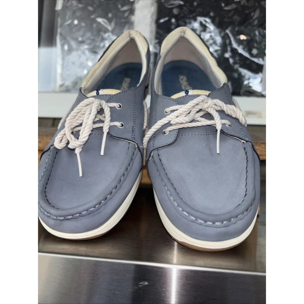 Womens Ryka Size 10 W Chatham Boat Shoes Slip Ons/Lace Bluish Grey Rubber Sole